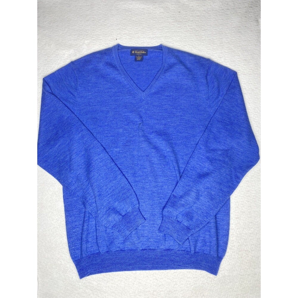 Brooks Brothers Sweater Mens XLarge Merino Wool Blend V-Neck Pullover Stretch